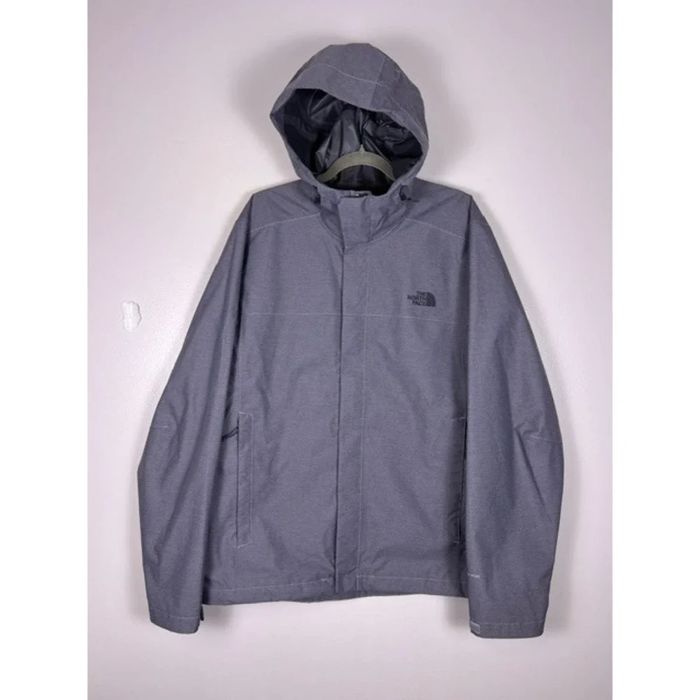 The North Face DryVent Men's Gray Hooded Full Zip Rain Coat Jacket Size L